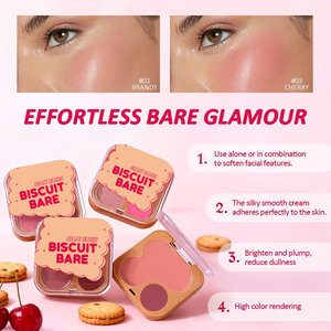 Palette de fard à joues BISCUIT <span class=keywords><strong>BARE</strong></span> imperméable, personnalisée en usine (ODM/OEM), marque privée, crème de contour et correcteur velours - Product Image 6
