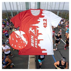 Camiseta Deportiva Personalizada para Hombre, Ligera, Ecológica, 100% Poliéster, de Secado Rápido, para Maratón, Cuello Redondo, Impresión por Sublimación, Malla Deportiva - Product Image 1