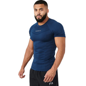 YOUNGAL T-shirt Sportiva da <span class=keywords><strong>Uomo</strong></span> a Maniche Corte, Aderente, Altamente Elastica, con Motivo a Lettere, in Tessuto Milk Silk - Product Image 3
