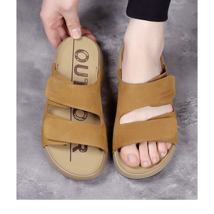 Men's Open Toe Slide Slippers PU Upper Lightweight Hook And Loop Fastener - Product Image 1