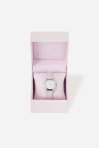 Montre-bracelet classique GBHW, montre à quartz argentée rose pour femme, boîtier en acier inoxydable de luxe avec bracelet en cuir, élégante montre de mode - Product Image 5
