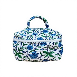 Cotton quilted Train <b>case</b> personalized bride wedding <b>makeup</b> <b>case</b> gift girl stylish travel vanity bag block print floral <b>case</b> - Product Image 1
