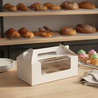 Boîte à gâteau recyclable avec fermeture en papier couché, forme personnalisable, gaufrage, compatible avec les chewing-gums