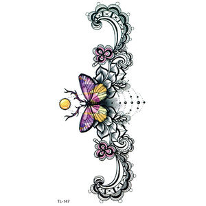 BXTAT TL145 TL150 autocollants de <span class=keywords><strong>tatouage</strong></span> temporaires losange cygne étoiles bas dos <span class=keywords><strong>dentelle</strong></span> <span class=keywords><strong>papillon</strong></span> diamants Dragon Lion arbre boussole papier - Product Image 3
