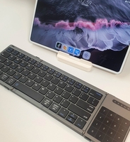 TBFIT Keyboard lipat tiga nirkabel 64 tombol, Keyboard lipat tiga ABS, dapat diisi ulang Ultra ramping, Keyboard lipat portabel