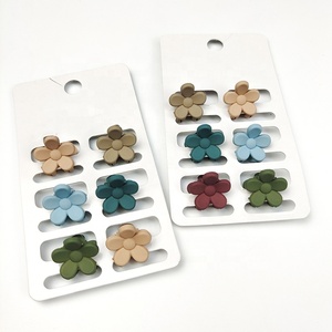 مشابك شعر صغيرة من MIO بحجم 2 سم على شكل زهرة بألوان غير لامعة، مشابك شعر ملونة وجذابة للنساء والفتيات - Product Image 2