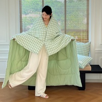 Coussin-plaid multifonctionnel 2-en-1 en coton lavé, pliable et portable pour canapé, voiture et bureau – Vente en gros