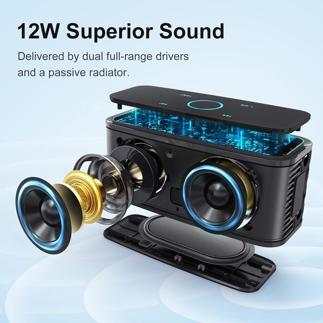 SoundBox Touch Wireless Bluetooth Speaker,12W HD Rich Bass,IPX5 Waterproof,20H Playtime,Handsfree for Gatherings/Home/Office