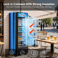 Refrigerador Comercial Vertical de Triple Puerta con Energía Solar, Sin Escarcha, para Exhibición de Bebidas