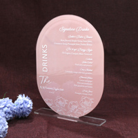 Support élégant en acrylique personnalisé Design floral Décoration de mariage Carte de numéro de table rose Cartes de menu pour dîner et banquet