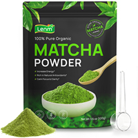 Poudre de Matcha d'Extrait de Thé Vert Moulé à la Pierre de Qualité Alimentaire Marque Privée Lenm – Antioxydants, Apaise et Favorise la Concentration pour Boissons et Pâtisseries