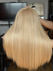 22 "Rubio claro sedoso recto europeo virgen pelo cutícula alineada HD encaje frontal judío Kosher peluca - Product Image 6