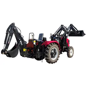 Küçük çiftlik traktörü 60HP 70HP 4WD traktörler mini 4x4 traktör yükleyici ve kazıcı