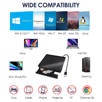 Portable USB 3.0 Blu-ray Burner Slim Design Custom Logo DVD RW CD Writer Drive for Laptop PCs Desktops Optical Drives Included