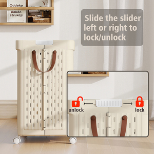 Cesto de Roupa Suja Dobrável de Grande Capacidade em PP com Rodas para Banheiro Doméstico BT-397 - Product Image 3