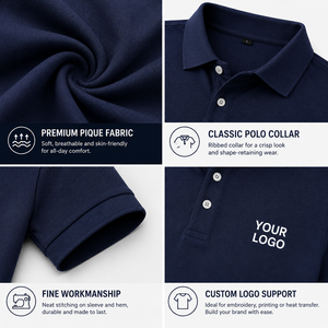 เสื้อโปโลชาย ผ้าฝ้าย 100% คุณภาพสูง ระบายอากาศได้ดี ไม่เป็นขุย สีไม่ตก สัมผัสนุ่ม รับออกแบบโลโก้ตามสั่ง ผลิตแบบ OEM ODM เสื้อลำลอง - Product Image 3
