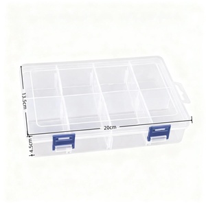 Gentpovth Set di 2 Scatole di Plastica Trasparente Regolabili <span class=keywords><strong>con</strong></span> 8 <span class=keywords><strong>Scomparti</strong></span>, Design Rettangolare per Viti e Perline - Product Image 1