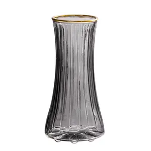 Светлая Роскошная золотая прозрачная стеклянная ваза, сушеные цветы, цветочные украшения для гостиной, ваза для цветов, аксессуары для дома