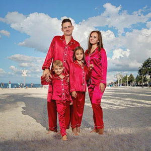 2025 <strong>Christmas</strong> Family Matching Satin Pajamas Set Comfortable Smooth Satin Button-Personalized Baby Kids <strong>Pyjamas</strong> for <strong>Couples</strong> Home - Product Image 6