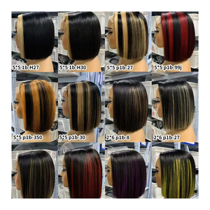 Perruque Courte Bob Transparente HD en Dentelle, <span class=keywords><strong>Cheveux</strong></span> Humains, 8-14 Pouces, Perruque Brésilienne en <span class=keywords><strong>Cheveux</strong></span> de Vison, Fermeture 4x4, Perruques Courtes Bob pour Femmes Noires - Product Image 1