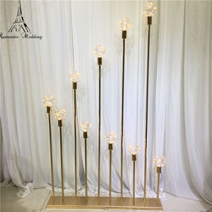 Candelabro de Hierro Dorado de 10 Brazos para Decoración de Bodas, Candelabro Electrónico Alto para Bodas - Product Image 1