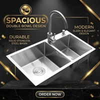 Évier de cuisine industriel commercial multifonction argent Nano 304 en acier inoxydable profond deux Double bol sans robinet