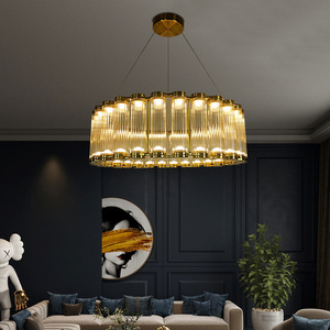 Modern Gold Chandelier Round <b>LED</b> Pendant <b>Light</b> For Living Room Dining Room Luxury Interior Lighting - Product Image 1