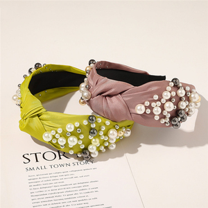 Bandeau torsadé en cristal et perles pour femmes, accessoires pour cheveux, rembourré à la main, Style INS <span class=keywords><strong>SP</strong></span>, serre-tête de luxe - Product Image 4