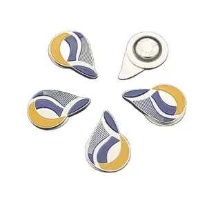 Custom Kuwait Logo Soft Enamel Silver Plating Pin Badge Water Drop Shape Lapel Pin with Magnet