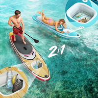 Planche à pagaie gonflable en PVC (SUP) avec fenêtre de visualisation sous-marine, pompe et kit de réparation inclus