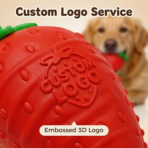 Customizable Strawberry <b>Pet</b> Chew <b>Toy</b> <b>for</b> Aggressive Chewers <b>Interactive</b> Eco-Friendly Cartoon Squeaky TPR Slow Feeder Treat Dispe - Product Image 4