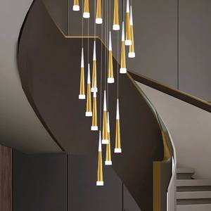 İskandinav Villa dubleks merdiven boşluğu avize Modern lüks tavan Spiral merdiven avize - Product Image 6