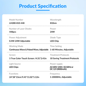 Thérapie par lumière infrarouge proche 810 nm/24 W avec 448 diodes, appareil de photothérapie professionnel pour la santé cérébrale - Product Image 6