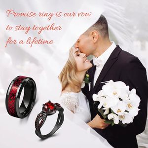 YBcustom 2 Buah Cincin Cetak Teks Pribadi untuk Pasangan Cincin Zirocn Hati Pernikahan Nama Terukir Kustom - Product Image 4