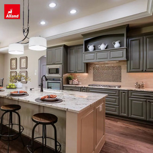 Allandcabinet di lusso a parete in legno massello di colore personalizzato armadi da cucina <span class=keywords><strong>con</strong></span> lavello Design tradizionale per uso appartamento - Product Image 1