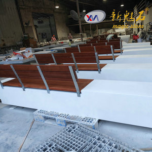 Nuevos Materiales de Construcción de Piedra, Banco de Hormigón GRC 2500*600*600 con Respaldo de Madera para Uso en Exteriores y Parques - Product Image 2