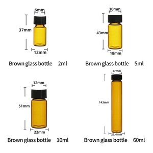 Vente en gros de flacons en verre ambré de 5 ml, 10 ml, 15 ml, 30 ml, 50 ml avec bouchon à brosse pour vernis à ongles, huile essentielle, flacons en verre brun - Product Image 3
