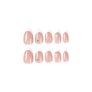 12 faux ongles en acrylique style français romantique, demi-couverture, forme amande, press-on, couleur bonbon, pour doigts - Product Image 5