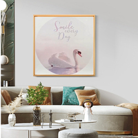 Décoration d'intérieur de style moderne et luxueux, peinture sur toile 3D en relief de cygne blanc, peinture à l'huile animale peinte à la main, art mural suspendu