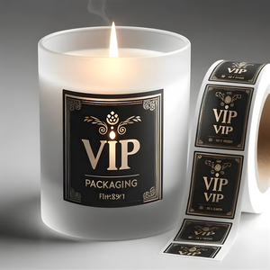 Tùy Chỉnh Sang Trọng Nến Jar Nhãn Sticker Kết Cấu Giấy Vàng Lá Dập In Ấn Jar Nhãn Sticker Cho Nến - Product Image 3