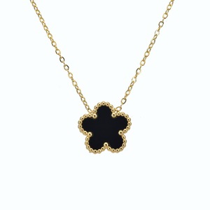 Collana di Lusso in Acciaio Inossidabile Placcato Oro 18k di Alta Qualità, Gioiello Portafortuna con <span class=keywords><strong>Quadrifoglio</strong></span> e Fiore di Prugna da 15MM - Product Image 4