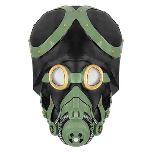 Masker kepala penuh horor dewasa masker Gas Film lateks buatan tangan menakutkan Halloween topeng wajah Cosplay menakutkan