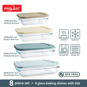 Plats à rôtir en verre Pyglass, plat à pâtisserie rectangulaire spécial en verre avec couvercle en PE pour la cuisson et la grillade du <span class=keywords><strong>poisson</strong></span>, plat à pâtisserie pour la cuisine - Product Image 2