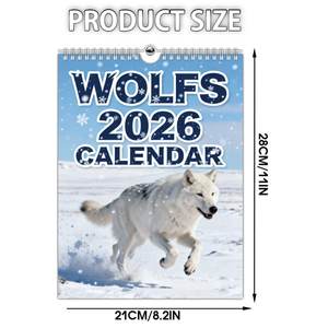 Calendrier mural personnalisé 2026 Wolf en papier d'art 300 g/m² écologique grand format 11x8,2 po durable, récompensé en Allemagne, pour la maison et le bureau, avec horloge personnalisée - Product Image 2