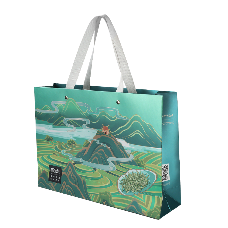 New Luxury Design Custom Design Recycle Kraft Paper Bag Green Gift Shopping Bag