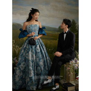 Elegant Off-Shoulder Floral Ball Gown Empire Waistline Straps Evening Dress For Birthday Parties Coming Of Age Ceremony - Product Image 4