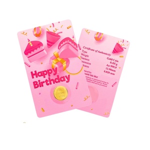 Haute pureté or fin pièce blister carte confettis paquet holographique sécurité anniversaire bébé douche voeux porte-cadeau - Product Image 1