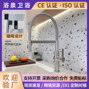 Stainless Steel Kitchen Faucet Single Handle Deck Mounted Magnetic Docking Contemporary Design YQ60045 - Product Image 5
