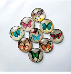 Autocollant de réfrigérateur vintage papillon, aimant rond tridimensionnel en verre pour tableau blanc, autocollant de réfrigérateur - Product Image 6