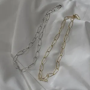 VIANRLA 925 ayar gümüş 18k altın kaplama zincir kolye hafif kağıt klip zincir kolye